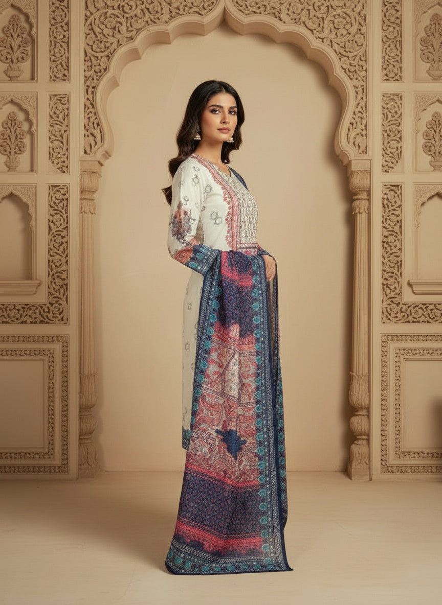 Printed Round Neck Kurta & Trousers Kurta Set