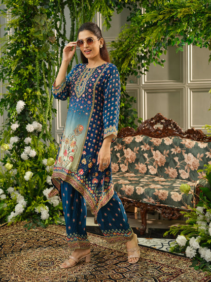 Teal Floral Digital Print Co-ord Set