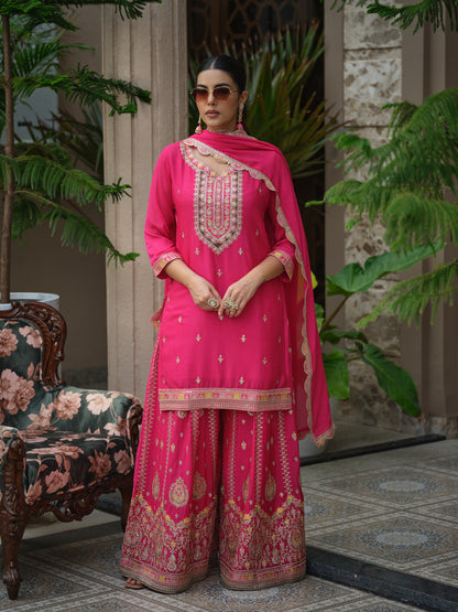 Regal Embroidered Kurta Sharara Set