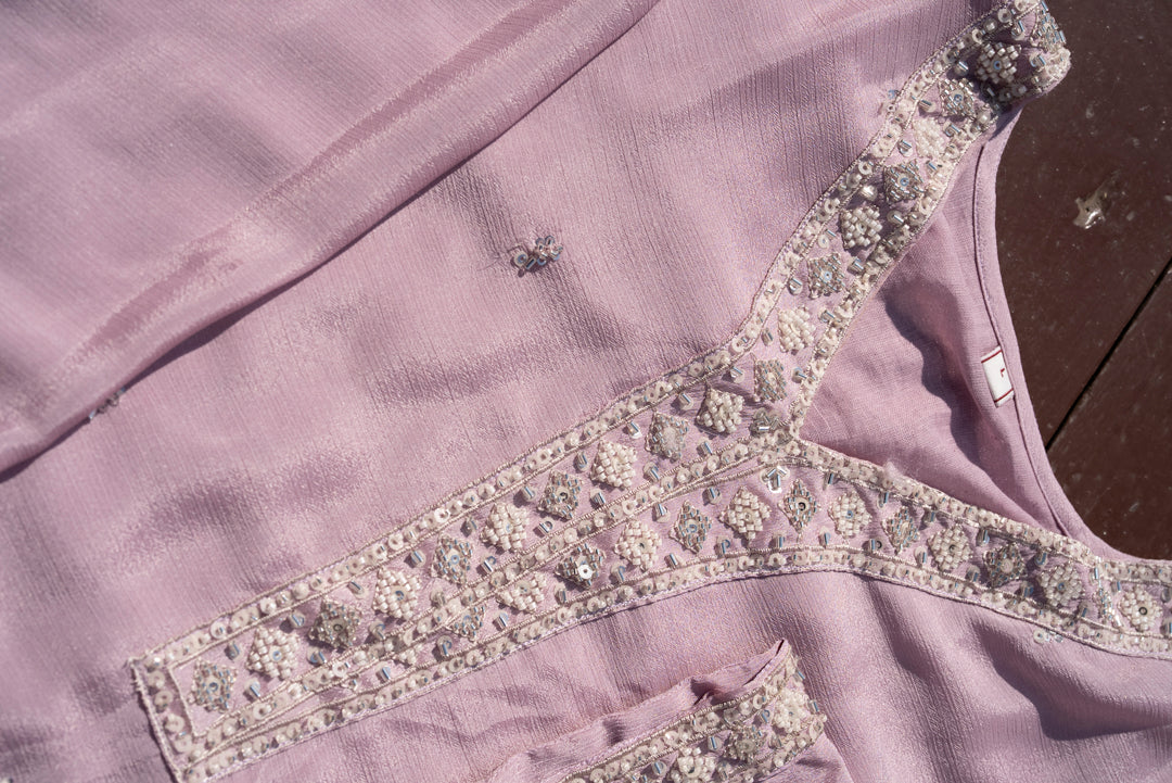 Embroidered V-Neck Kurta & Trousers Kurta Sets