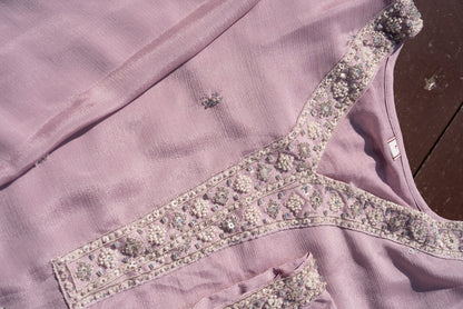 Embroidered V-Neck Kurta & Trousers Kurta Sets