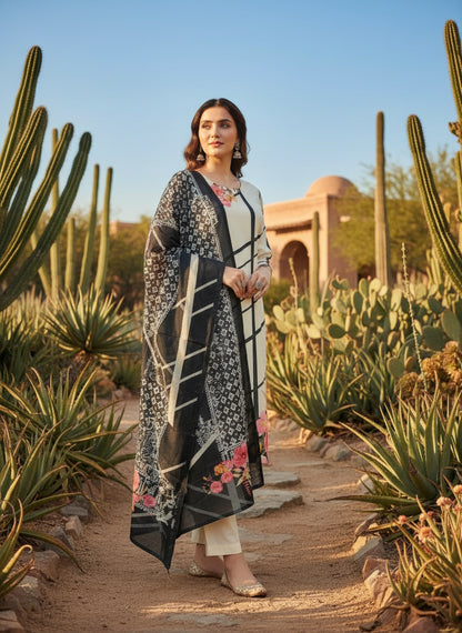 Printed Round Neck Kurta & Trousers Kurta Set