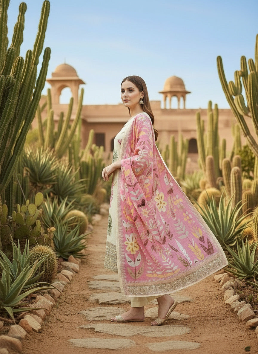 Printed V-Neck Kurta & Trousers Kurta Set