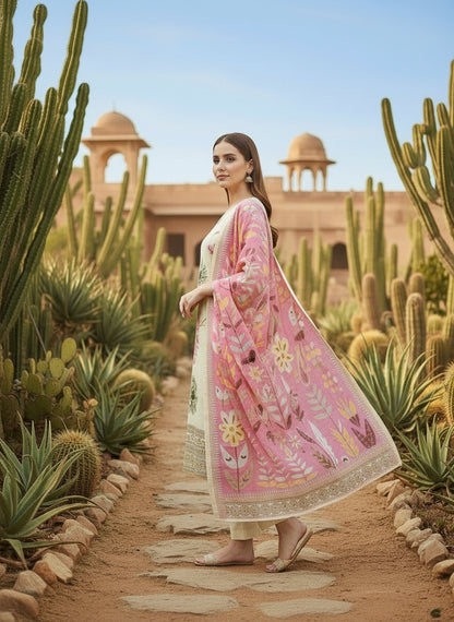 Printed V-Neck Kurta & Trousers Kurta Set