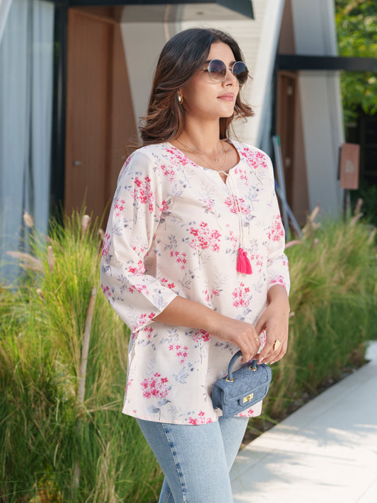 Women Floral Printed Pure Cotton Tunics
