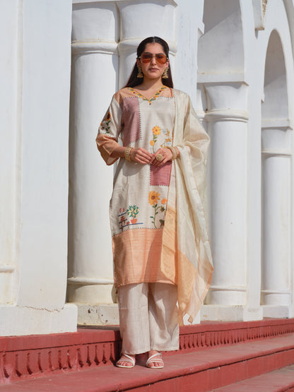 Embroidered V-Neck Kurta Sets