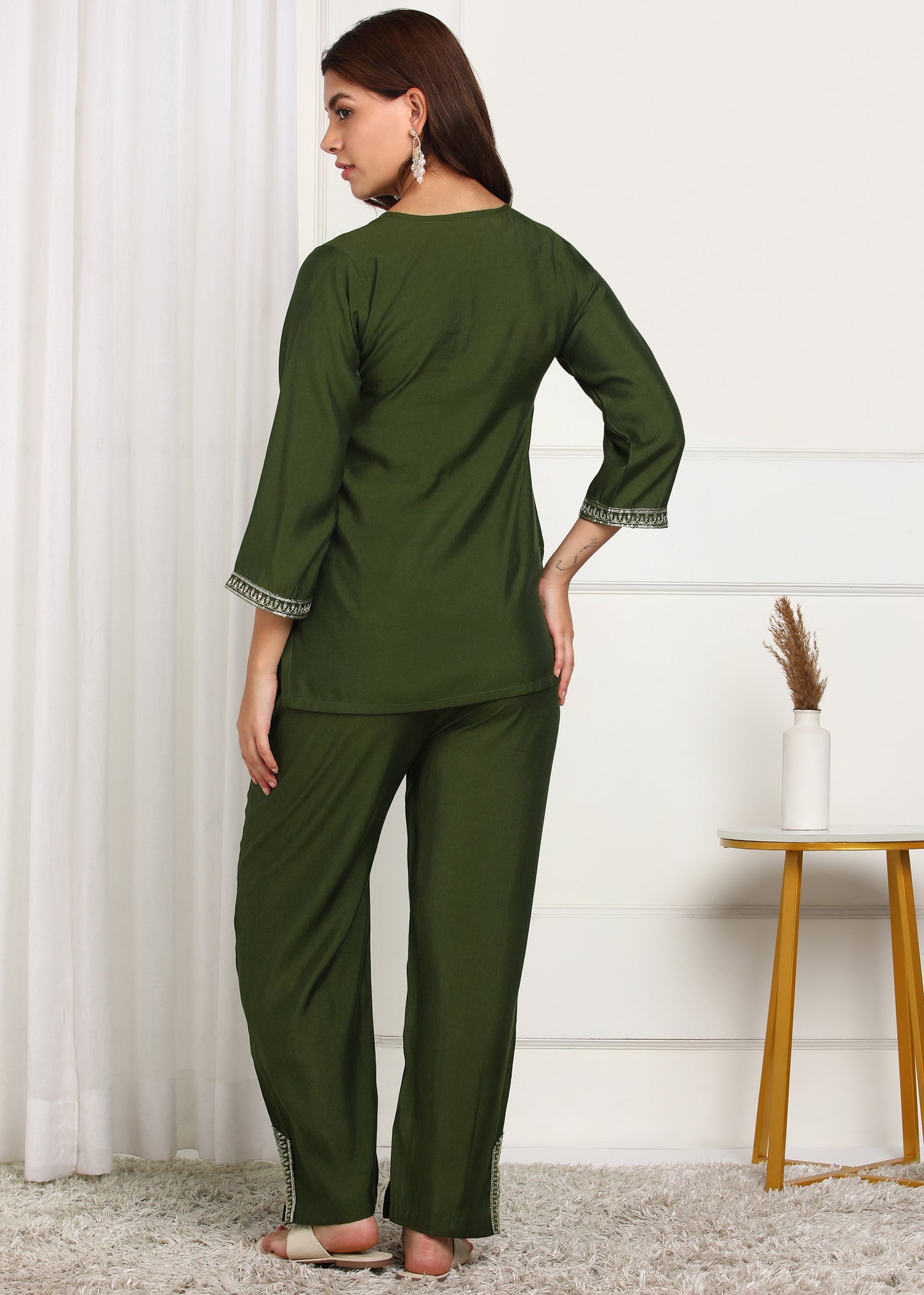 Green Embroidered Co-ord's