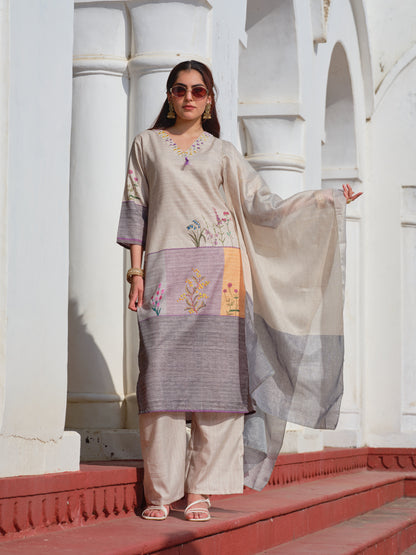 Embroidered V-Neck Kurta Sets
