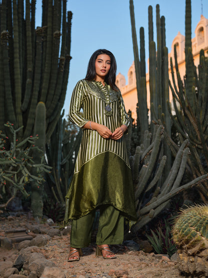 Striped Mandarin Collar Co-Ord Set