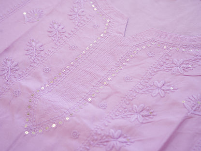 Levender Hand Chikankari Embroidery Portrait Neck Rayon Kurta With Trouser