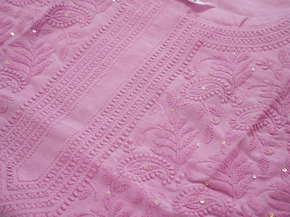 Lavender Hand Chikankari Embroidered Co-Ord Set with Sleeveless Kurta and Palazzo Pants