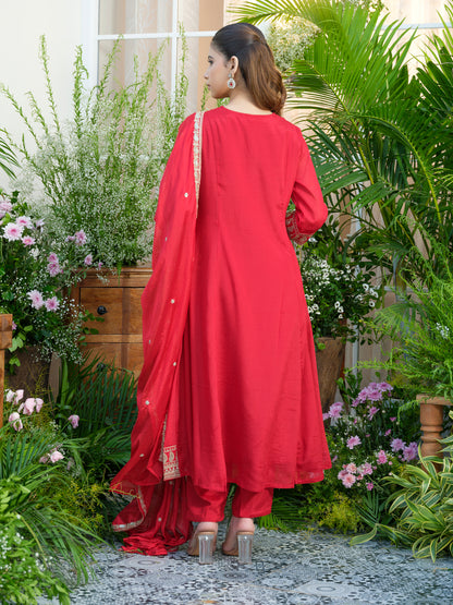 Embroidered Chinon Kurta with Pant And Chiffon Dupatta Set Festive & Wedding Collection