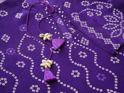 Royal Radiance Bandhani Co-Ord Set – Purple