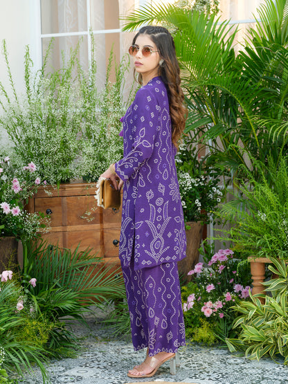Royal Radiance Bandhani Co-Ord Set – Purple