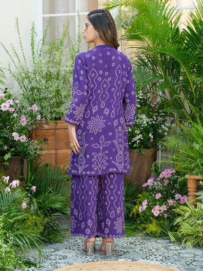 Royal Radiance Bandhani Co-Ord Set – Purple