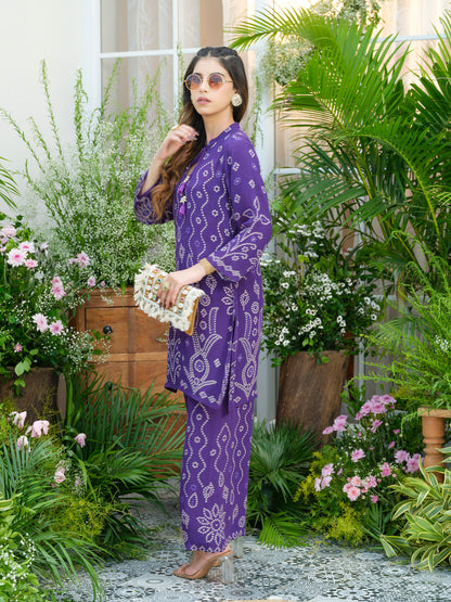 Royal Radiance Bandhani Co-Ord Set – Purple