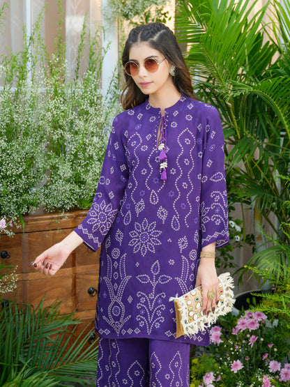 Royal Radiance Bandhani Co-Ord Set – Purple
