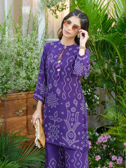 Royal Radiance Bandhani Co-Ord Set – Purple