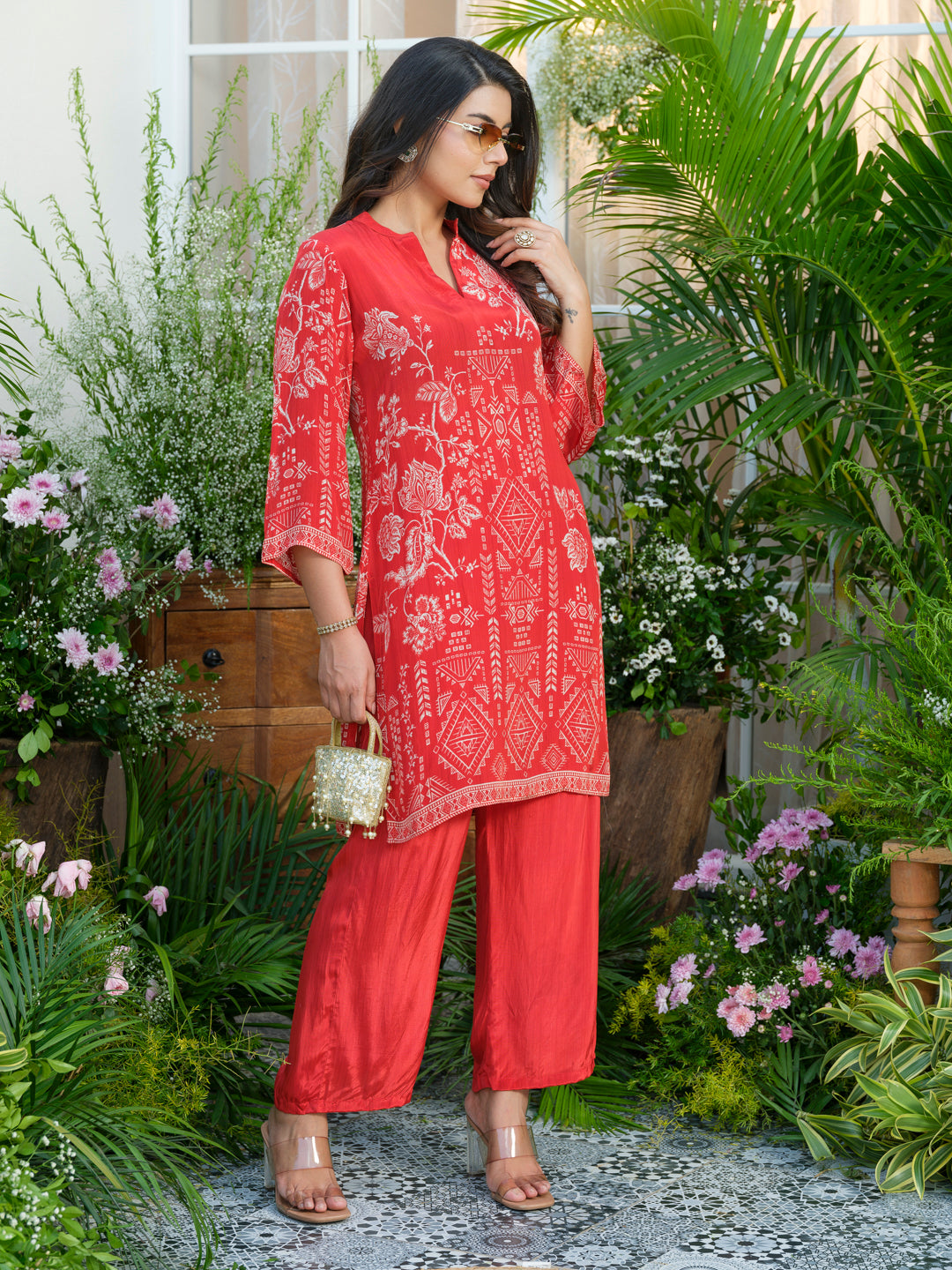Red Floral Co-Ords with Beautiful Prints