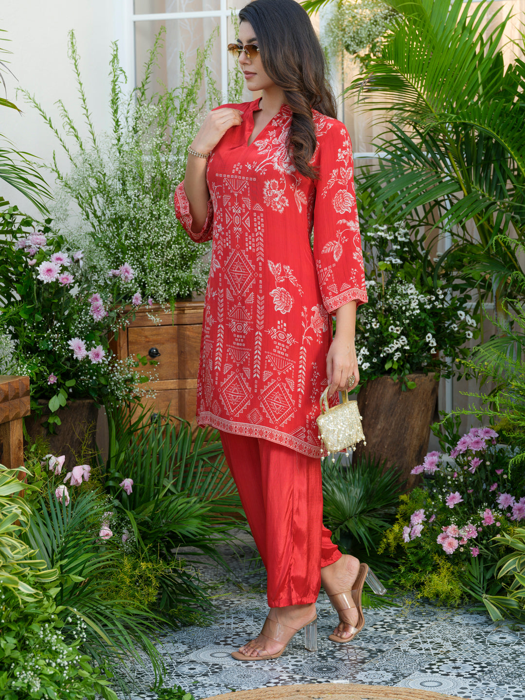 Red Floral Co-Ords with Beautiful Prints