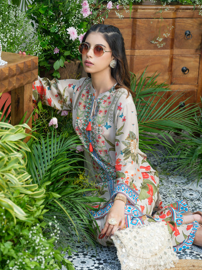 Desert Glow Printed Co-Ord in Natural Crepe