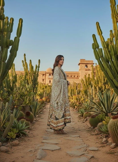 Printed Round Neck Kurta & Trousers Kurta Set