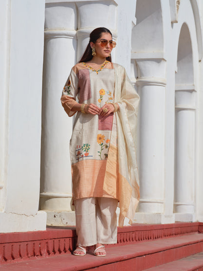 Embroidered V-Neck Kurta Sets
