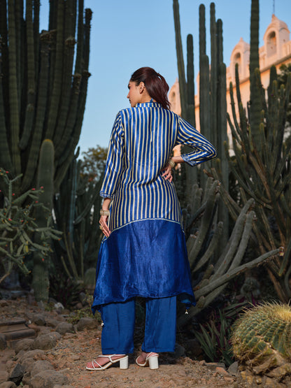 Striped Mandarin Collar Co-Ord Set