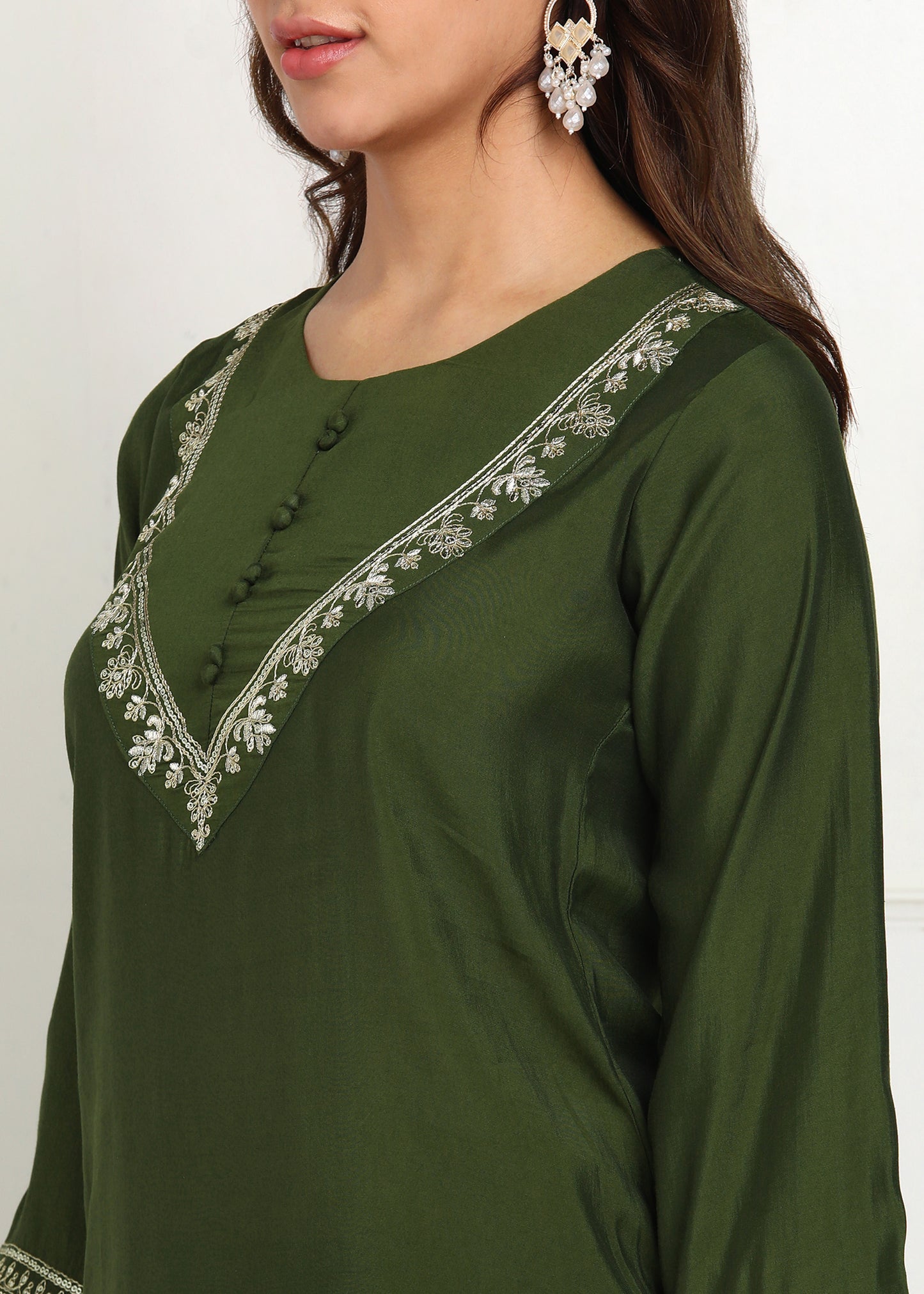 Green Embroidered Co-ord's