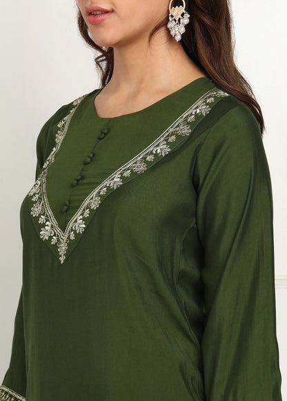 Green Embroidered Co-ord's