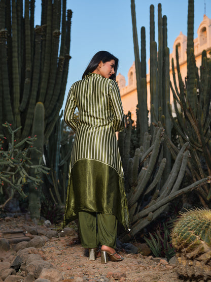 Striped Mandarin Collar Co-Ord Set