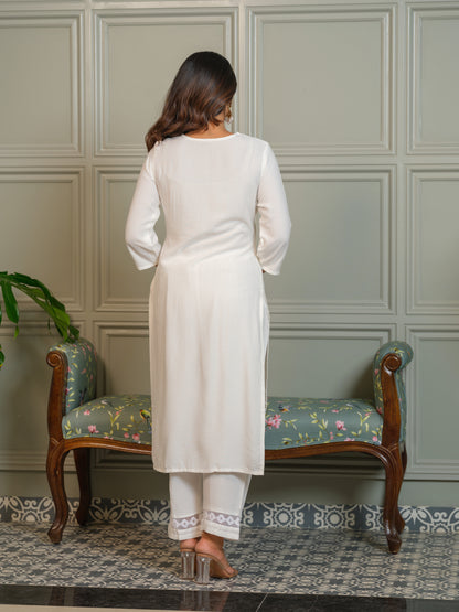 Elegant Lucknowi Chikankari Kurta Pant Set