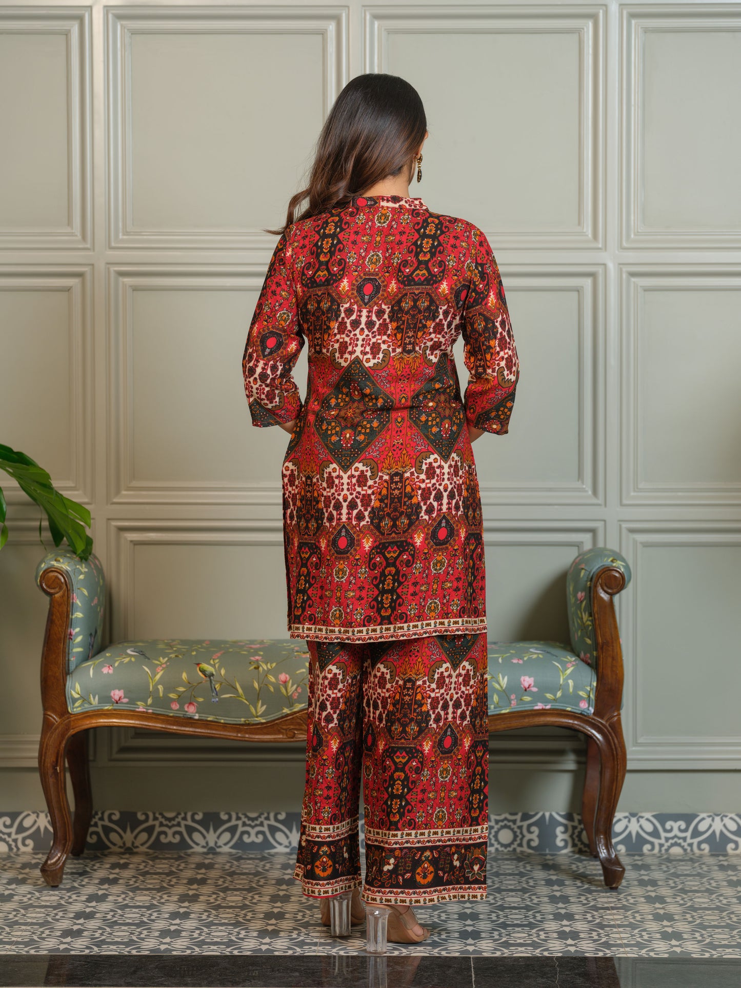 Ajrak Printed Tunic & Palazzo Co-Ord Set