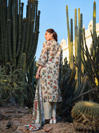 Women Floral Printed Regular Kurta with Trousers & With Dupatta