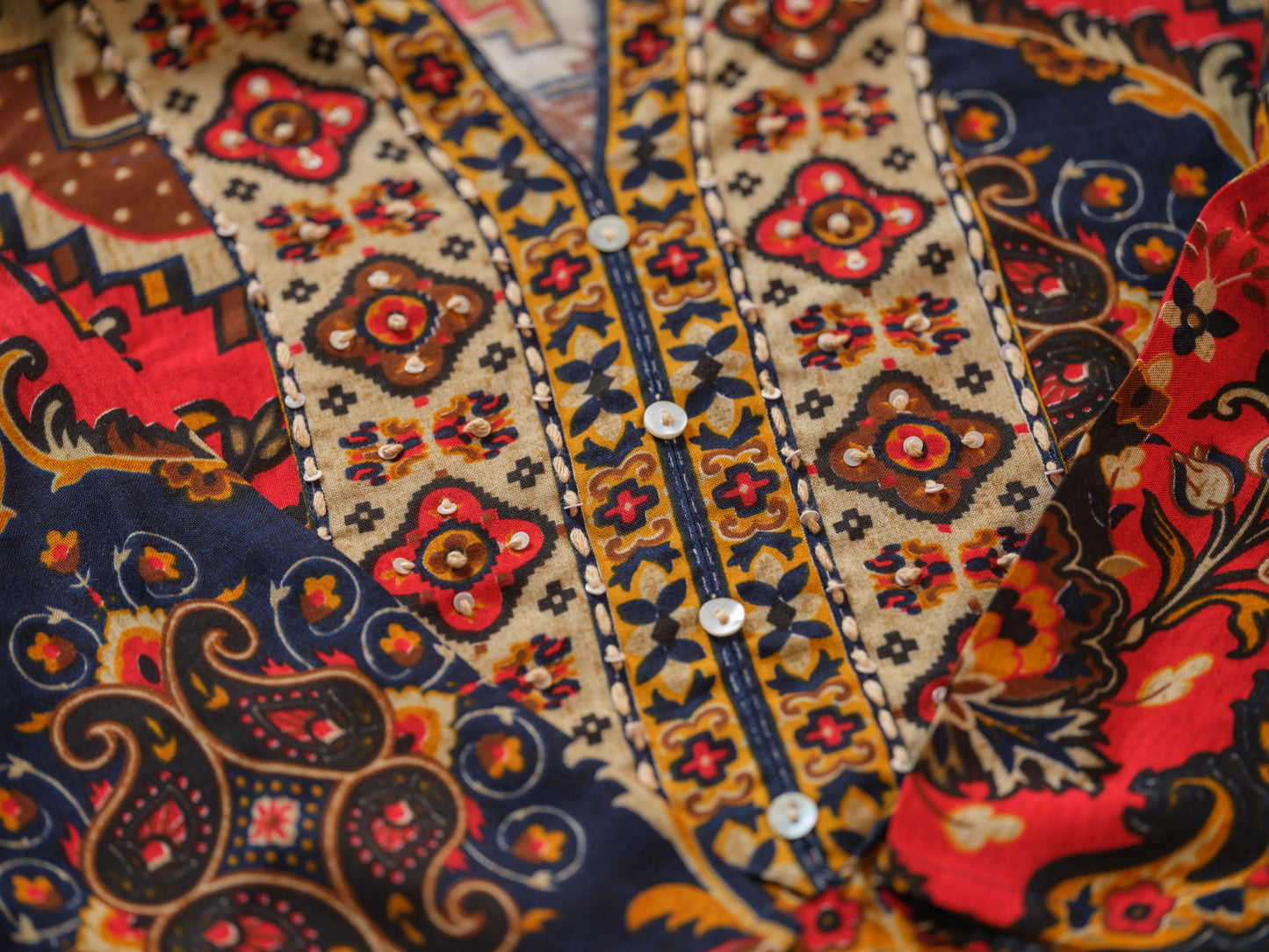 Ajrak Printed with embroidered Top with Palazzos Co-Ords
