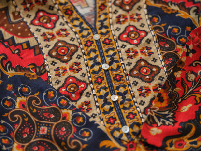 Ajrak Printed with embroidered Top with Palazzos Co-Ords