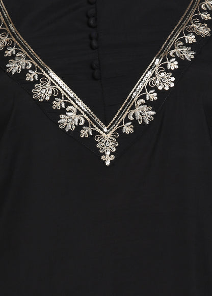 Elegant Black Embroidered Co-ord Set with Bell Sleeves