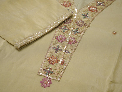Elegant Peach Embroidered Kurta Set with Pink Dupatta