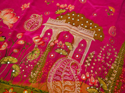 Pink Digital Print Co-ord Set with Handwork