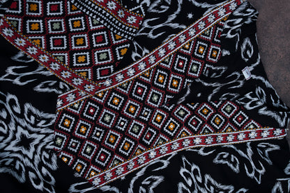 Printed Mandarin Collar Top & Palazzos Co-Ords