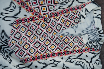 Printed Mandarin Collar Top & Palazzos Co-Ords