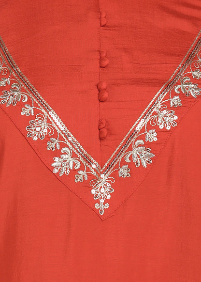 Rust Orange Embroidered Co-ord's