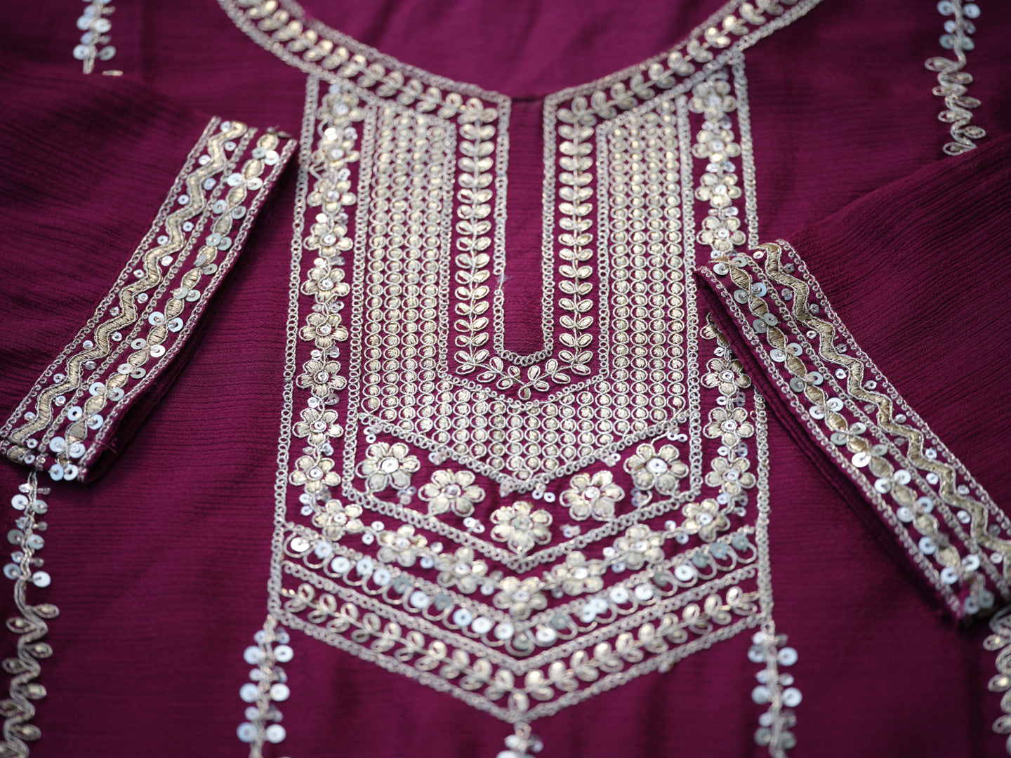 Royal Embroidered Kurta Sharara Set