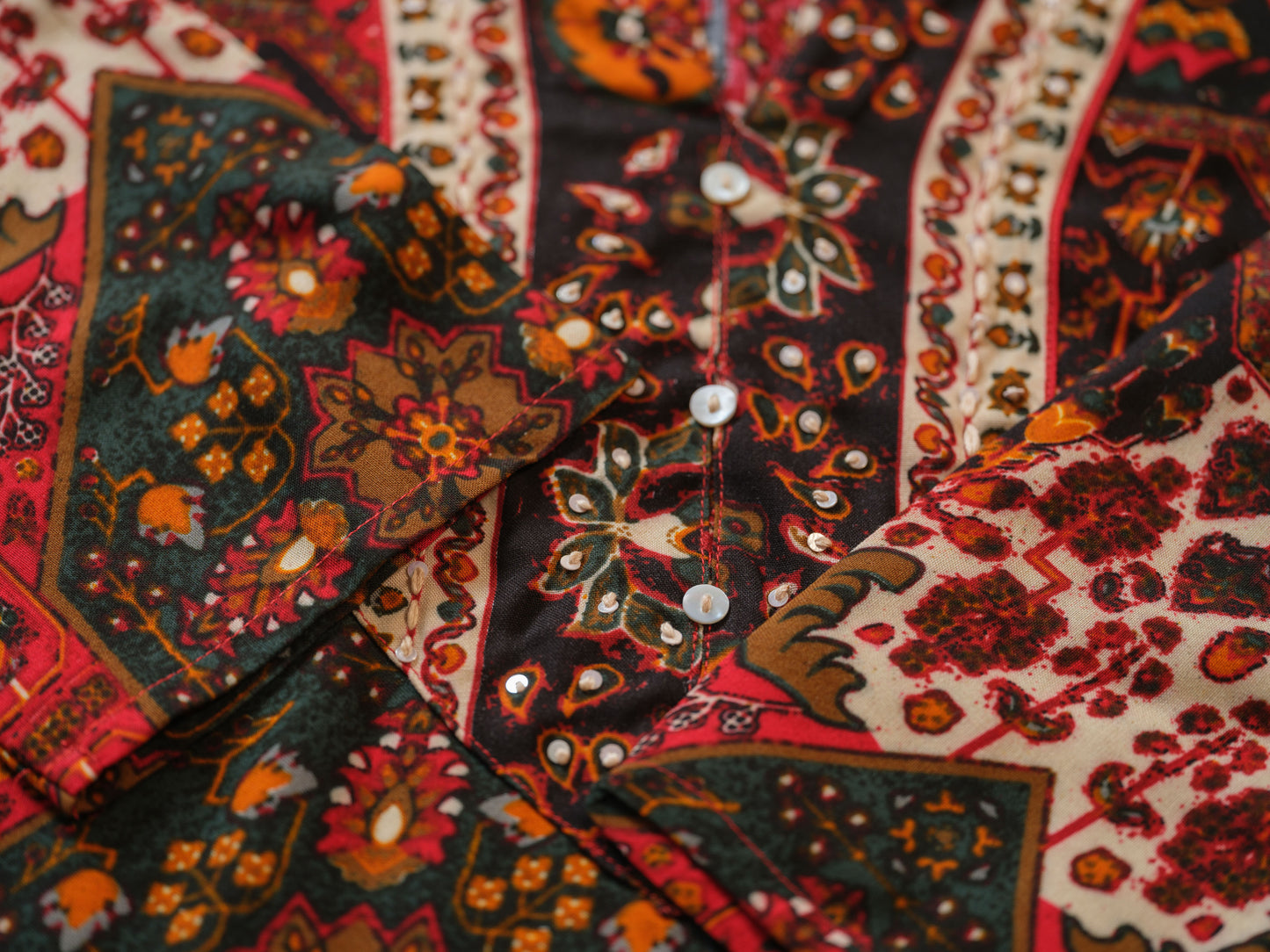 Printed Mandarin Collar Neck Top With Palazzos Co-Ords