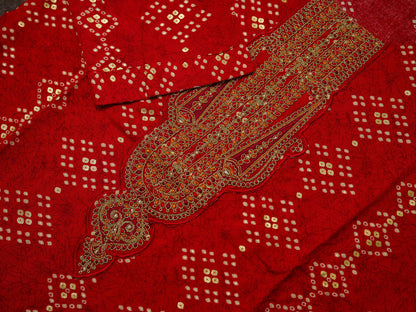 Red Embroidered Kurta Set with Matching Pants & Dupatta