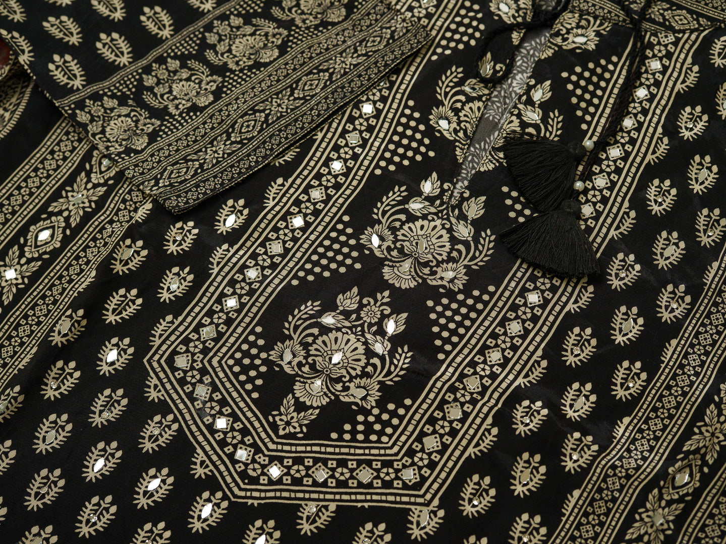 Elegant Black Printed Coord Set with Palazzo Pants