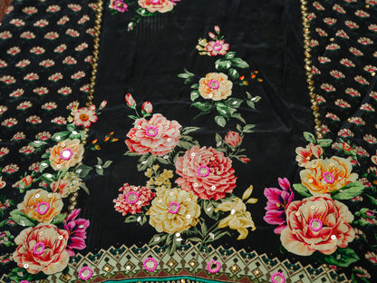 Black Digital Print Co-ord Set with Handwork