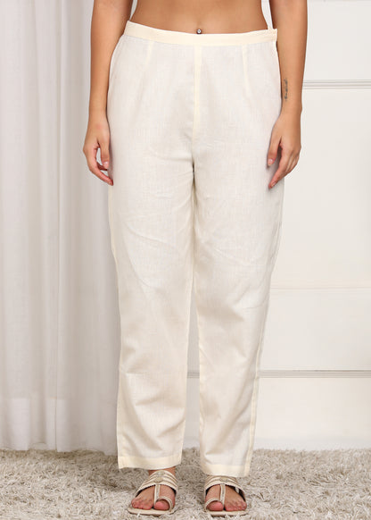 Elegant Off-White Embroidered Kurta Set with Floral & Bird Motifs
