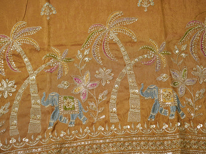 Mustard Viscose Tissue Kurta Set with Jacquard Dupatta & Hand Embroidery