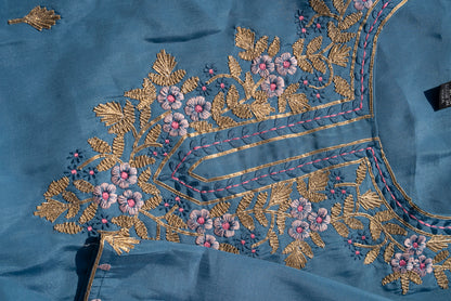 Embroidered Round Neck Straight Kurta & Trousers With Dupatta